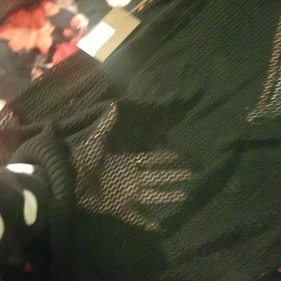 Nordstrom's KERISMA Rica Black Mesh Sheer Top. Earth Tones accent V-Neck - Picture 12 of 15